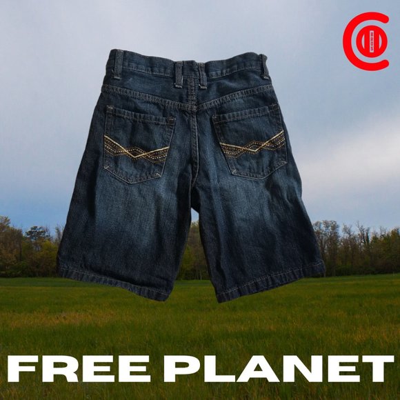 Girls Dark Blue Free People Jean Shorts - Picture 3 of 3